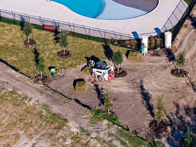 construction company working on amenity center land development and landscaping