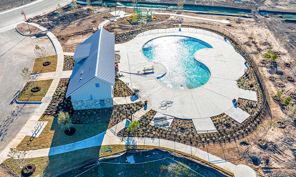 southern view of lily springs amenity center design with pool