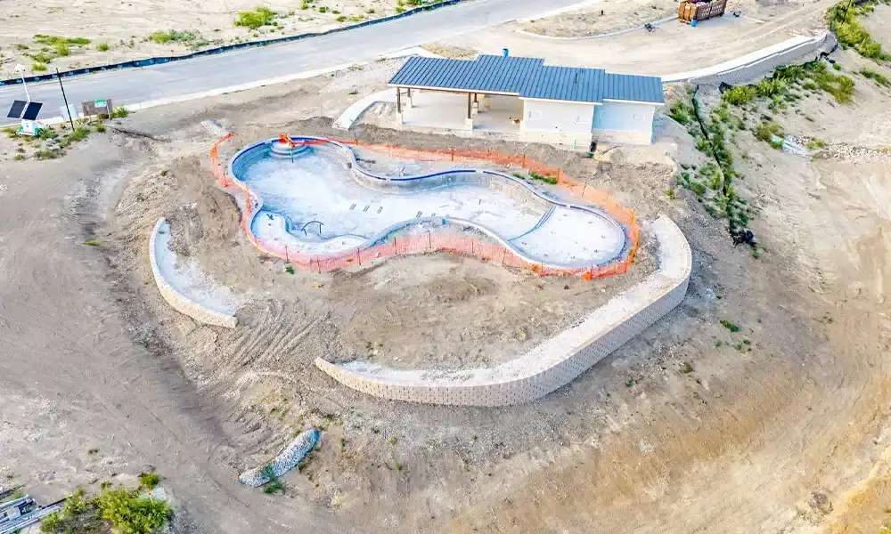 gatehouse-amenity-aerial-view-pool-clubhouse-retaining-wall