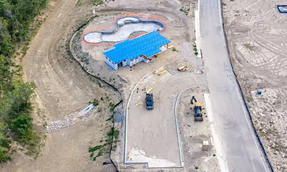 Gate-House-Amenity-Center-aerial-view-Early-Build-out-3cs-construction