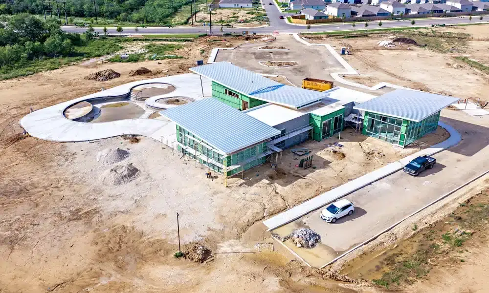 Stone-Garden-Amenity-Center-aerial-full-view-progress-surrounding-neighborhoods-closeup-3cs-Construction